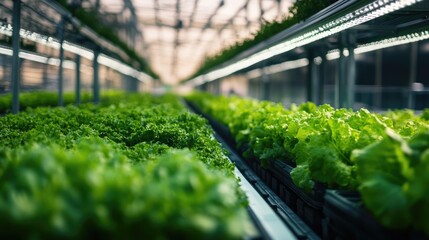 Innovative indoor farming utilizing sustainable technology highlighting ecological practices and the concept of renewable energy
