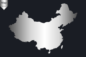Fototapeta premium Abstract - High Detailed Silver Map of China. Vector illustration eps10. 