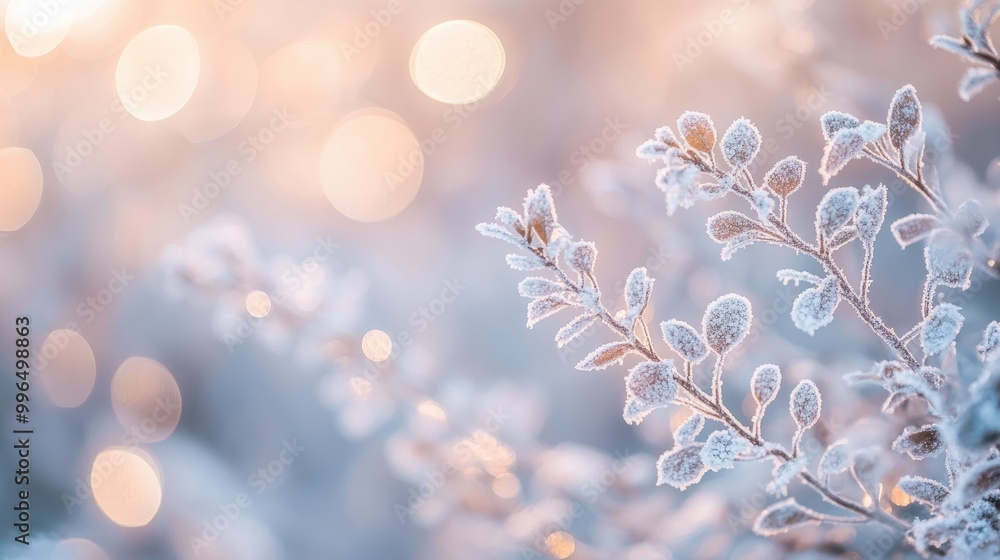 Poster soft bokeh effect with warm lighting against a frosty backdrop