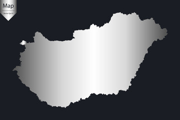Abstract - High Detailed Silver Map of Hungary. Vector illustration eps10.	
