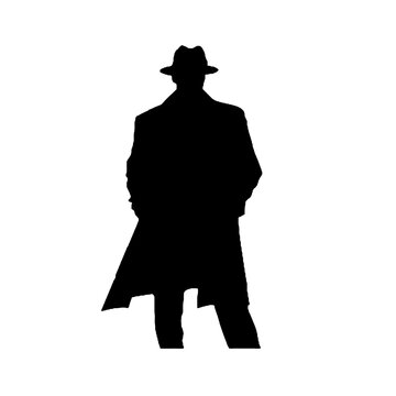 recommend clip art: Secret Agent Spy Silhouette Isolated on White Background – Vector Illustration