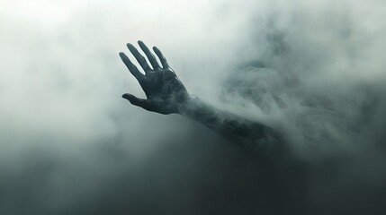 Hand Reaching Out from Smoke