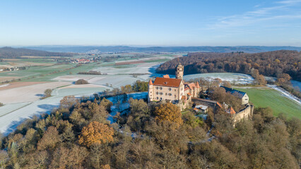 Aerial view, historic Ronneburg, municipality of Ronneburg, Main-Kinzig-Kreis. Wetterau, Hesse, Germany