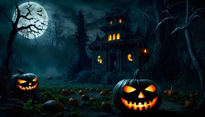 Fototapeta premium halloween background with pumpkin
