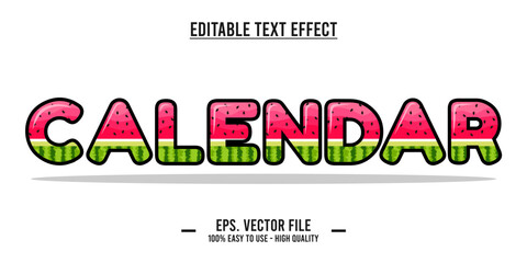 calendar typography editable text effect