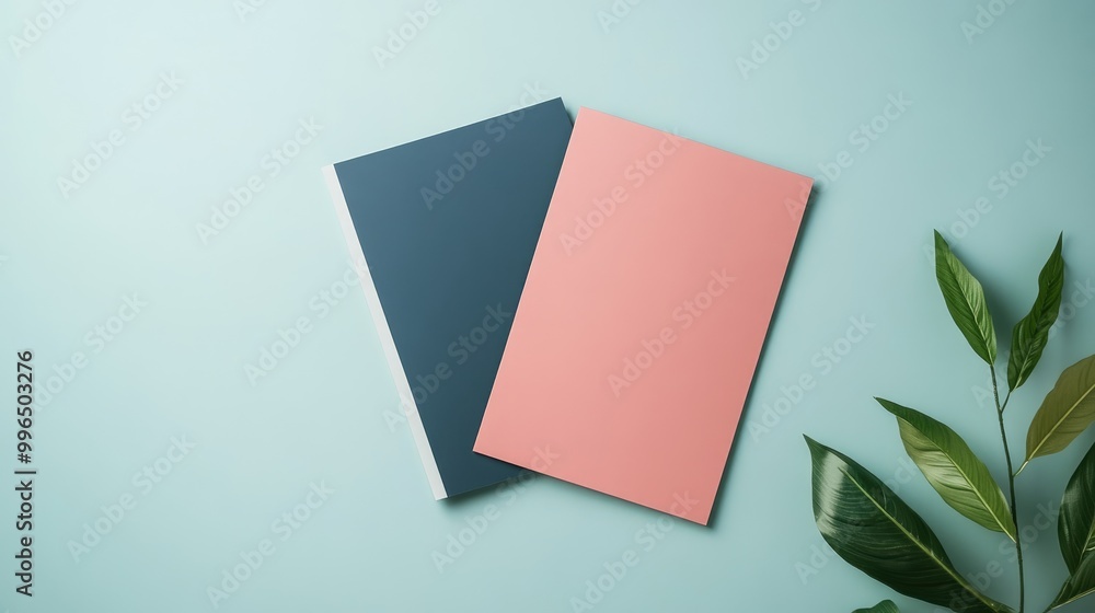 Poster a chic brochure mockup showcases two contrasting color panels set against a calm backdrop emphasizin
