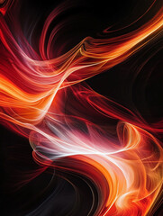 The image is a black and orange background with a red line that is curving and flowing. 