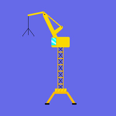 Cute Yellow and Orange Tower Crane with Rounded Edges in Flat Style