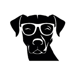 Fashionable Dog with Glasses Silhouette Isolated on White – Vector Illustration