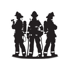 pose of Firefighter silhouette vector illustration 