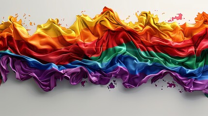 LGBT Pride Day. Diversity multiracial people hands in demonstrations with rainbow flags. Activists together. Vector flat illustration