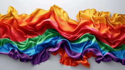 LGBT Pride Day. Diversity multiracial people hands in demonstrations with rainbow flags. Activists together. Vector flat illustration