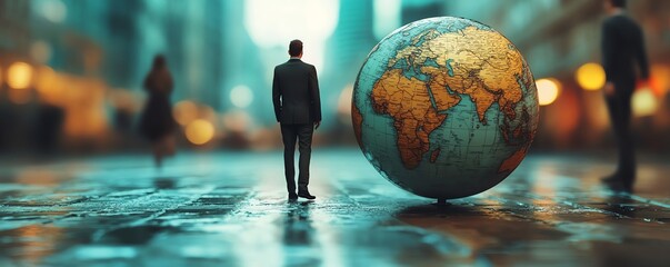 Business executives, navigating global market opportunities, 3D illustration