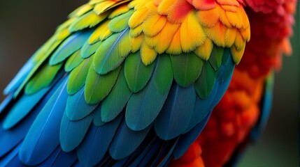 Obraz premium Vibrant and Detailed Close-up Parrot’s Macaw Feathers