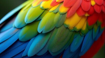 Obraz premium Vibrant and Detailed Close-up Parrot’s Macaw Feathers
