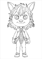 Illustration of an animal mascot with black outline objects