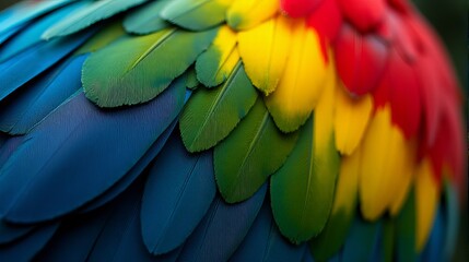 Fototapeta premium Vibrant and Detailed Close-up Parrot’s Macaw Feathers