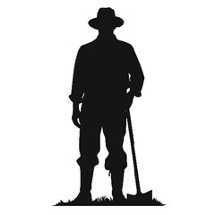 Farm Worker Profile Silhouette Isolated on White Background – Vector Illustration