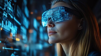 Business professionals, using augmented reality to visualize solutions, 3D illustration