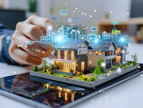 Real Estate Agent Guiding Clients Through Virtual 360 Degree Property Tours