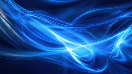 Obraz premium Swirling blue abstract light waves create a serene and dynamic background.