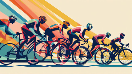 Fototapeta premium Persons riding a bicycle, cyclists vector illustration 