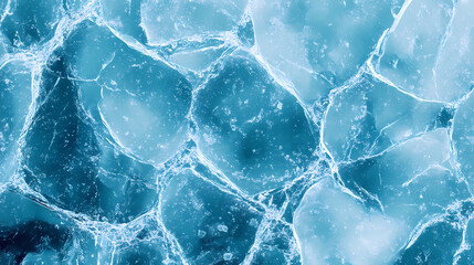 Ice texture cracks baikal, abstract background winter ice transparent blue. Frozen Lake. Illustration