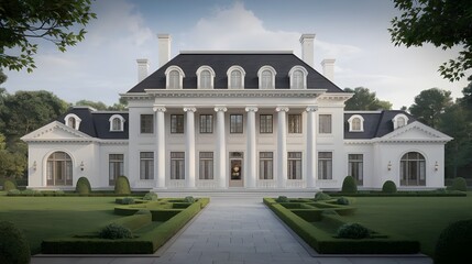 Obraz premium Luxury Mansion with Formal Gardens and Columns