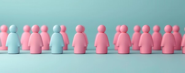 Business networking, connected people Clipart, pastel color 3D illustration, copy space for text, focus cover all object, deep dept of field