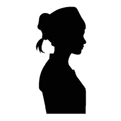 Profile Silhouette of a Nurse Isolated on White Background – Vector Illustration