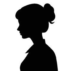 Profile Silhouette of a Nurse Isolated on White Background – Vector Illustration