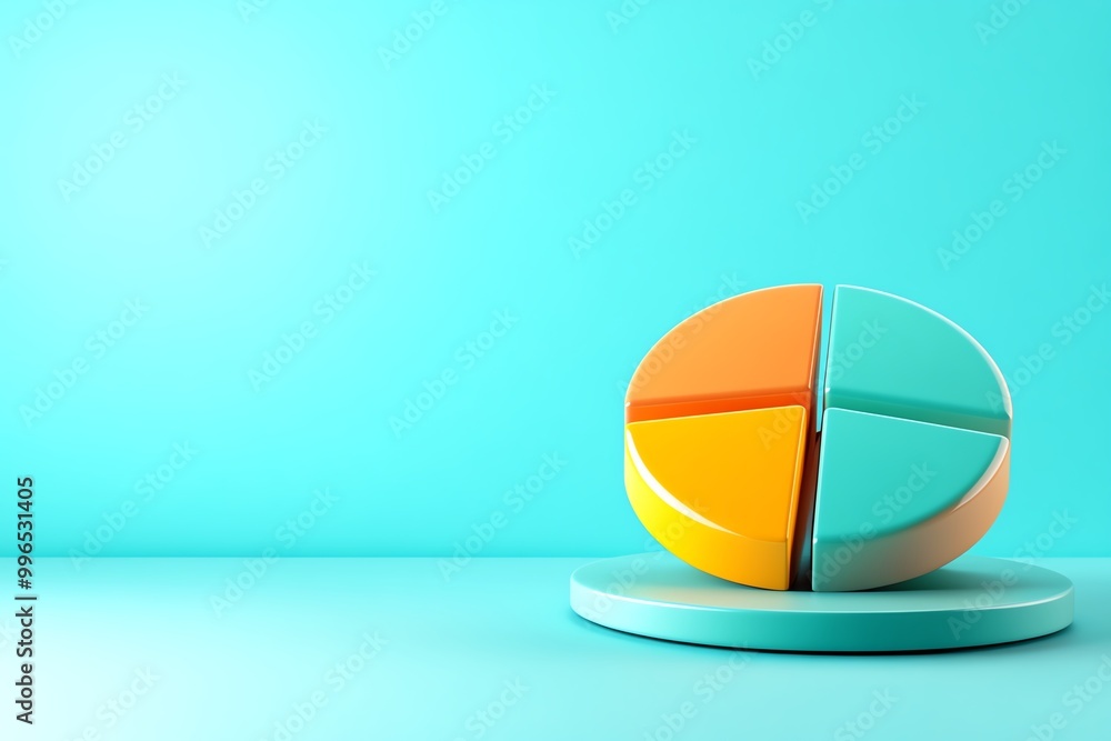 Poster a minimalist illustration of a pie chart, representing financial data and analysis in a simple, mode