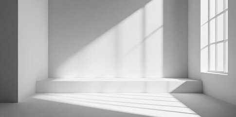 Obraz premium Minimalist White Room with Window and Platform