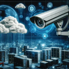 Fototapeta premium City Cyber Security illustration 