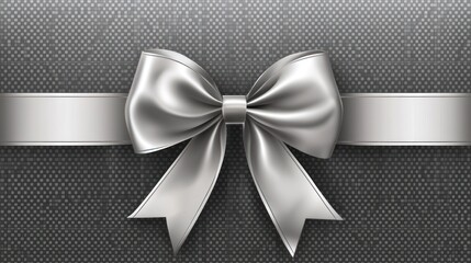 A sophisticated silver bow adorns a textured gray gift box, perfect for any special occasion.