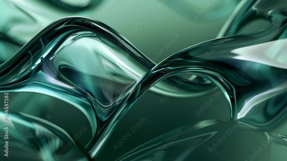 Poster a green abstract image of a wave with a lot of detail