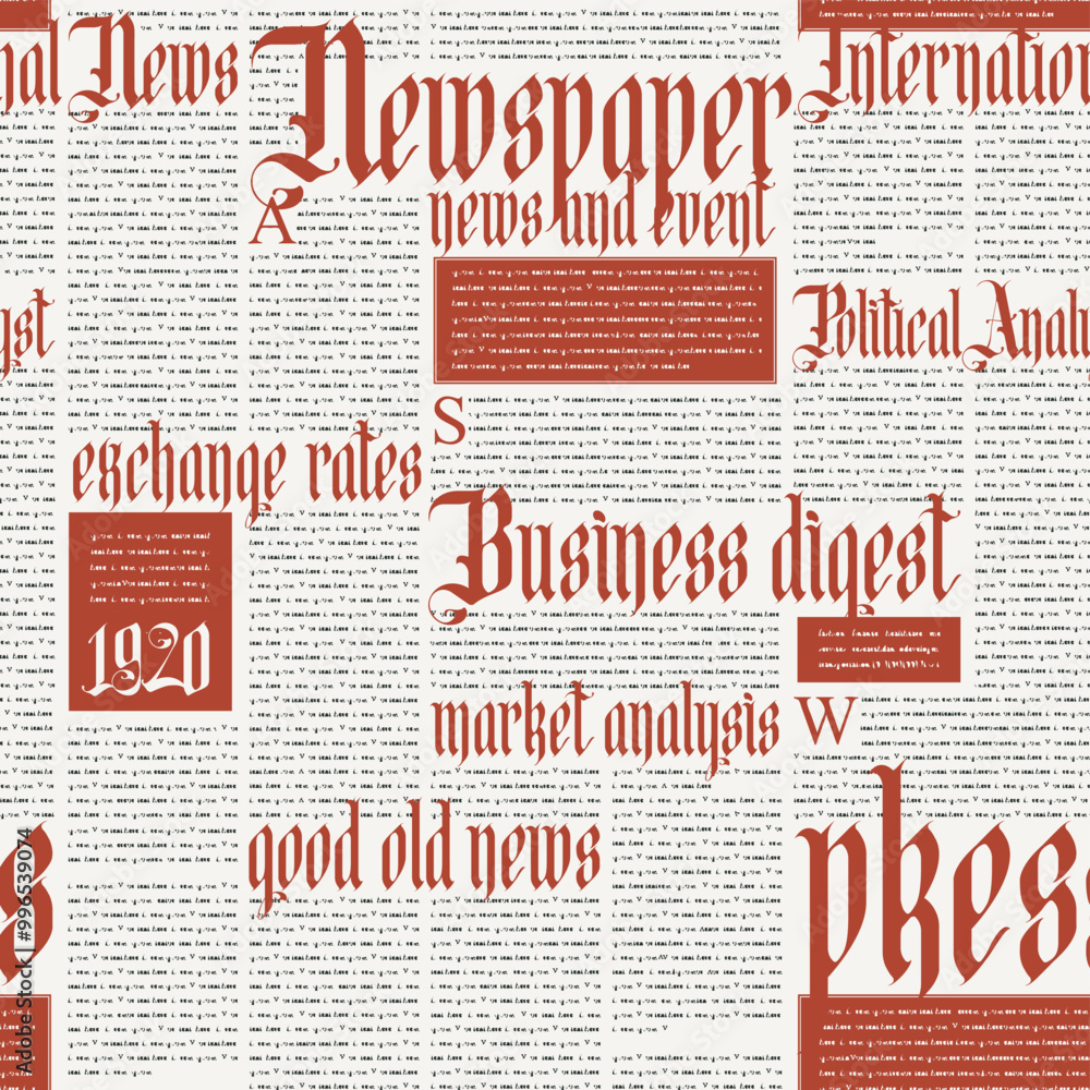 Poster vector seamless pattern with newspaper columns. text in newspaper page unreadable. old newspaper wit