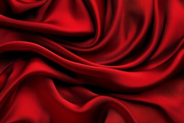 Obraz premium In red wallpaper, the fabric drapes in waves or swirls with a silky smooth texture