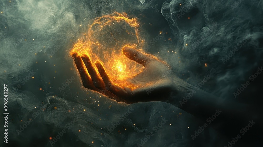 Poster mysterious abstract design with glowing effect