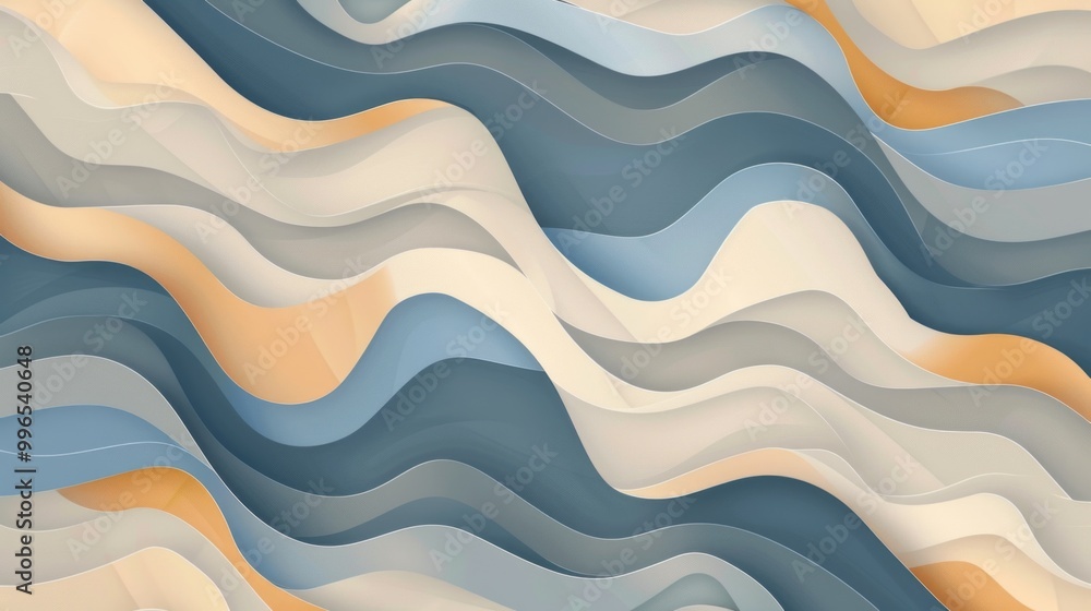 Poster a blue and white wave pattern with a yellow stripe