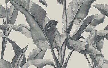 The theme is blue and palm leaves are depicted on the mural.