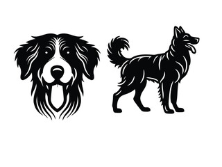 Dog silhouette vector Head and eps cut file and multi color bundle  for dog nish	
