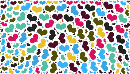 Colorful hearts pattern Vector background