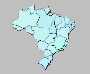 Map of Brazil with states isolated