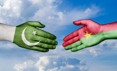 Burkina Faso and Pakistan country handshaking with flags, consensus concept international co-operation illustration