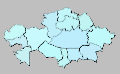 Map of Kazakhstan with states isolated