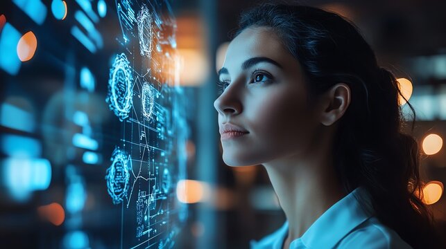 Business professionals using smart technology and machine learning tools for innovative market solutions Machine learning, business growth