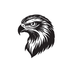 Hand drawn eagle head emblem set. Mascot bird collection. Predator logo illustration isolated on white