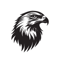 Hand drawn eagle head emblem set. Mascot bird collection. Predator logo illustration isolated on white