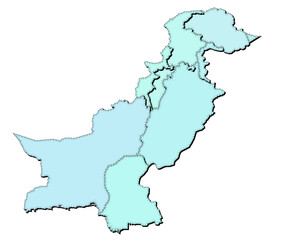 Map of Pakistan with states isolated